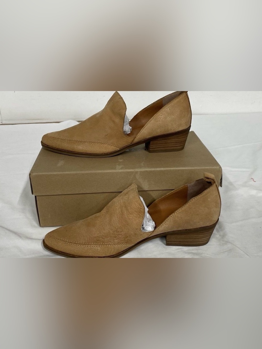 Lucky Brand Tan Suede Low Heel Slip-On Mules
